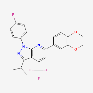 molecular formula C24H19F4N3O2 B4352991 6-(2,3-dihydro-1,4-benzodioxin-6-yl)-1-(4-fluorophenyl)-3-isopropyl-4-(trifluoromethyl)-1H-pyrazolo[3,4-b]pyridine 