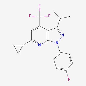 6-cyclopropyl-1-(4-fluorophenyl)-3-isopropyl-4-(trifluoromethyl)-1H-pyrazolo[3,4-b]pyridine