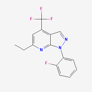 molecular formula C15H11F4N3 B4353052 6-Ethyl-1-(2-fluorophenyl)-4-(trifluoromethyl)pyrazolo[3,4-b]pyridine 