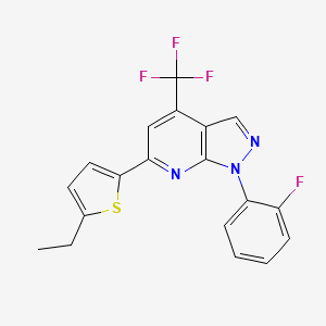 molecular formula C19H13F4N3S B4353067 6-(5-ethyl-2-thienyl)-1-(2-fluorophenyl)-4-(trifluoromethyl)-1H-pyrazolo[3,4-b]pyridine 