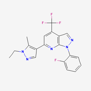 6-(1-ethyl-5-methyl-1H-pyrazol-4-yl)-1-(2-fluorophenyl)-4-(trifluoromethyl)-1H-pyrazolo[3,4-b]pyridine