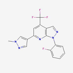 molecular formula C17H11F4N5 B4353086 1-(2-fluorophenyl)-6-(1-methyl-1H-pyrazol-4-yl)-4-(trifluoromethyl)-1H-pyrazolo[3,4-b]pyridine 