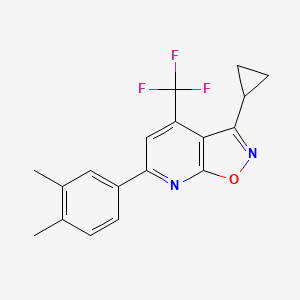 molecular formula C18H15F3N2O B4353108 3-cyclopropyl-6-(3,4-dimethylphenyl)-4-(trifluoromethyl)isoxazolo[5,4-b]pyridine 