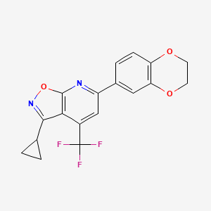 molecular formula C18H13F3N2O3 B4353117 3-cyclopropyl-6-(2,3-dihydro-1,4-benzodioxin-6-yl)-4-(trifluoromethyl)isoxazolo[5,4-b]pyridine 