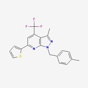 molecular formula C20H16F3N3S B4353122 3-methyl-1-(4-methylbenzyl)-6-(2-thienyl)-4-(trifluoromethyl)-1H-pyrazolo[3,4-b]pyridine 