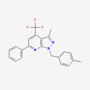 molecular formula C22H18F3N3 B4353129 3-methyl-1-(4-methylbenzyl)-6-phenyl-4-(trifluoromethyl)-1H-pyrazolo[3,4-b]pyridine 