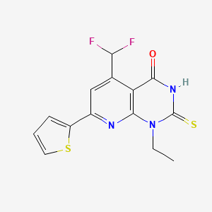 molecular formula C14H11F2N3OS2 B4353210 5-(DIFLUOROMETHYL)-1-ETHYL-2-SULFANYL-7-(2-THIENYL)PYRIDO[2,3-D]PYRIMIDIN-4(1H)-ONE 