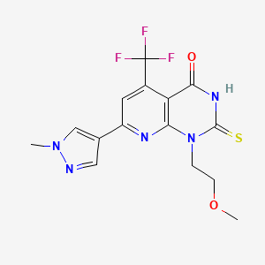 1-(2-methoxyethyl)-7-(1-methyl-1H-pyrazol-4-yl)-2-sulfanyl-5-(trifluoromethyl)pyrido[2,3-d]pyrimidin-4(1H)-one