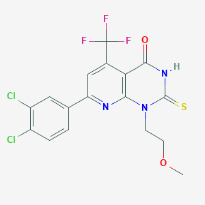 7-(3,4-dichlorophenyl)-1-(2-methoxyethyl)-2-sulfanyl-5-(trifluoromethyl)pyrido[2,3-d]pyrimidin-4(1H)-one