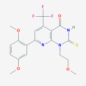 7-(2,5-dimethoxyphenyl)-1-(2-methoxyethyl)-2-sulfanyl-5-(trifluoromethyl)pyrido[2,3-d]pyrimidin-4(1H)-one