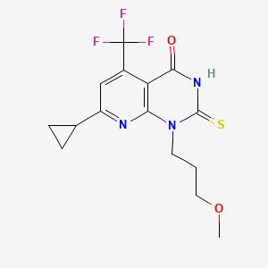 molecular formula C15H16F3N3O2S B4353286 7-cyclopropyl-1-(3-methoxypropyl)-2-sulfanyl-5-(trifluoromethyl)pyrido[2,3-d]pyrimidin-4(1H)-one 