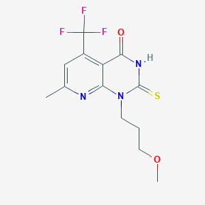 molecular formula C13H14F3N3O2S B4353291 1-(3-methoxypropyl)-7-methyl-2-sulfanyl-5-(trifluoromethyl)pyrido[2,3-d]pyrimidin-4(1H)-one 