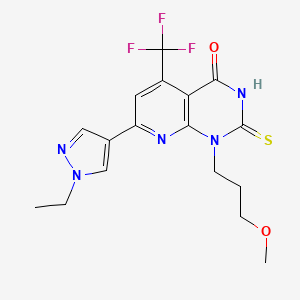 7-(1-ethyl-1H-pyrazol-4-yl)-1-(3-methoxypropyl)-2-sulfanyl-5-(trifluoromethyl)pyrido[2,3-d]pyrimidin-4(1H)-one