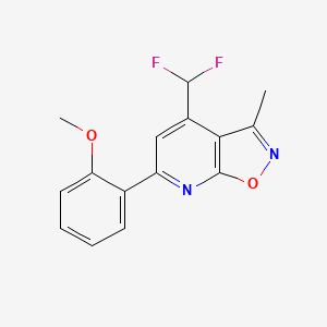 molecular formula C15H12F2N2O2 B4353412 2-[4-(DIFLUOROMETHYL)-3-METHYLISOXAZOLO[5,4-B]PYRIDIN-6-YL]PHENYL METHYL ETHER 