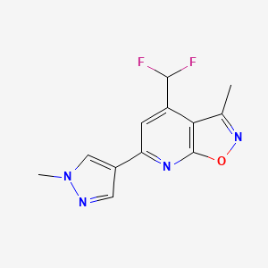 molecular formula C12H10F2N4O B4353413 4-(difluoromethyl)-3-methyl-6-(1-methyl-1H-pyrazol-4-yl)isoxazolo[5,4-b]pyridine 