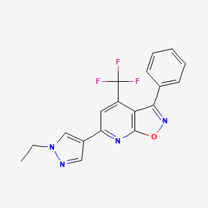 molecular formula C18H13F3N4O B4353437 6-(1-ethyl-1H-pyrazol-4-yl)-3-phenyl-4-(trifluoromethyl)isoxazolo[5,4-b]pyridine 