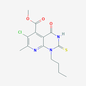 Methyl 1-butyl-6-chloro-7-methyl-4-oxo-2-sulfanyl-1,4-dihydropyrido[2,3-d]pyrimidine-5-carboxylate