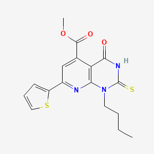 methyl 1-butyl-2-mercapto-4-oxo-7-(2-thienyl)-1,4-dihydropyrido[2,3-d]pyrimidine-5-carboxylate