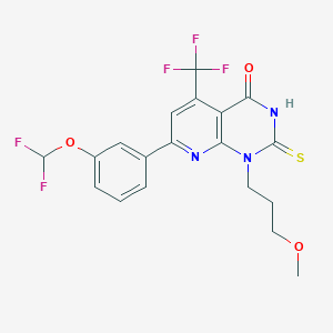 molecular formula C19H16F5N3O3S B4353471 7-[3-(difluoromethoxy)phenyl]-1-(3-methoxypropyl)-2-sulfanyl-5-(trifluoromethyl)pyrido[2,3-d]pyrimidin-4(1H)-one 