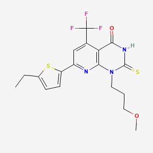 molecular formula C18H18F3N3O2S2 B4353537 7-(5-ethyl-2-thienyl)-2-mercapto-1-(3-methoxypropyl)-5-(trifluoromethyl)pyrido[2,3-d]pyrimidin-4(1H)-one 