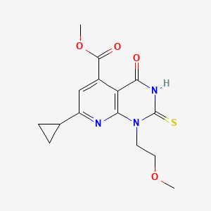 Methyl 7-cyclopropyl-1-(2-methoxyethyl)-4-oxo-2-sulfanyl-1,4-dihydropyrido[2,3-d]pyrimidine-5-carboxylate