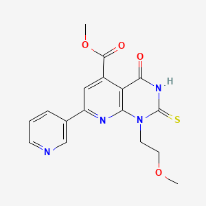 molecular formula C17H16N4O4S B4353582 methyl 2-mercapto-1-(2-methoxyethyl)-4-oxo-7-(3-pyridinyl)-1,4-dihydropyrido[2,3-d]pyrimidine-5-carboxylate 