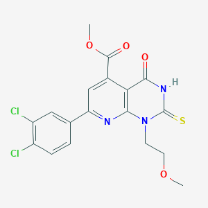 Methyl 7-(3,4-dichlorophenyl)-1-(2-methoxyethyl)-4-oxo-2-sulfanyl-1,4-dihydropyrido[2,3-d]pyrimidine-5-carboxylate