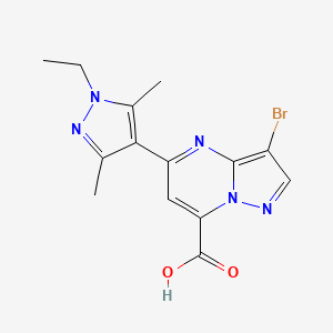 molecular formula C14H14BrN5O2 B4353612 3-bromo-5-(1-ethyl-3,5-dimethyl-1H-pyrazol-4-yl)pyrazolo[1,5-a]pyrimidine-7-carboxylic acid 