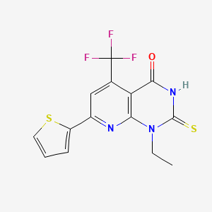 molecular formula C14H10F3N3OS2 B4353646 1-ethyl-2-mercapto-7-(2-thienyl)-5-(trifluoromethyl)pyrido[2,3-d]pyrimidin-4(1H)-one 