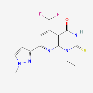 molecular formula C14H13F2N5OS B4353680 5-(difluoromethyl)-1-ethyl-7-(1-methyl-1H-pyrazol-3-yl)-2-sulfanylpyrido[2,3-d]pyrimidin-4(1H)-one 