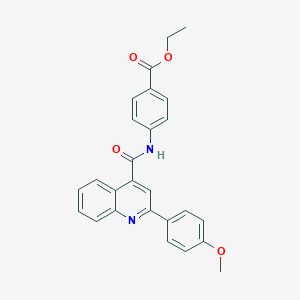 molecular formula C26H22N2O4 B435369 Ethyl 4-({[2-(4-methoxyphenyl)quinolin-4-yl]carbonyl}amino)benzoate CAS No. 355152-39-5