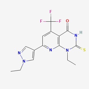 1-ethyl-7-(1-ethyl-1H-pyrazol-4-yl)-2-sulfanyl-5-(trifluoromethyl)pyrido[2,3-d]pyrimidin-4(1H)-one