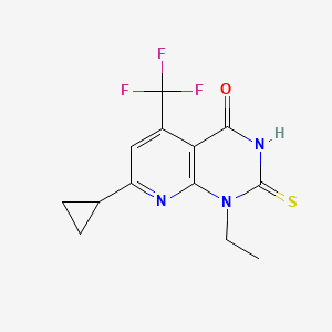 molecular formula C13H12F3N3OS B4353747 7-cyclopropyl-1-ethyl-2-sulfanyl-5-(trifluoromethyl)pyrido[2,3-d]pyrimidin-4(1H)-one 