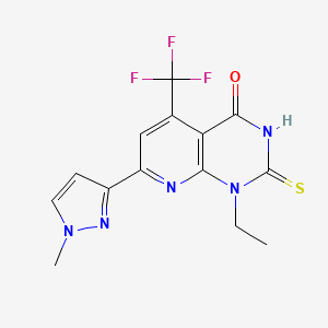 1-ethyl-7-(1-methyl-1H-pyrazol-3-yl)-2-sulfanyl-5-(trifluoromethyl)pyrido[2,3-d]pyrimidin-4(1H)-one