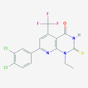 7-(3,4-dichlorophenyl)-1-ethyl-2-sulfanyl-5-(trifluoromethyl)pyrido[2,3-d]pyrimidin-4(1H)-one