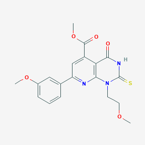 molecular formula C19H19N3O5S B4353782 Methyl 1-(2-methoxyethyl)-7-(3-methoxyphenyl)-4-oxo-2-sulfanyl-1,4-dihydropyrido[2,3-d]pyrimidine-5-carboxylate 