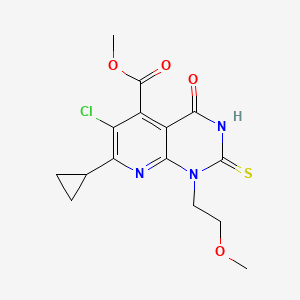 Methyl 6-chloro-7-cyclopropyl-1-(2-methoxyethyl)-4-oxo-2-sulfanyl-1,4-dihydropyrido[2,3-d]pyrimidine-5-carboxylate