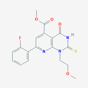 Methyl 7-(2-fluorophenyl)-1-(2-methoxyethyl)-4-oxo-2-sulfanyl-1,4-dihydropyrido[2,3-d]pyrimidine-5-carboxylate