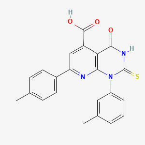 molecular formula C22H17N3O3S B4353851 1-(3-Methylphenyl)-7-(4-methylphenyl)-4-oxo-2-sulfanyl-1,4-dihydropyrido[2,3-d]pyrimidine-5-carboxylic acid 