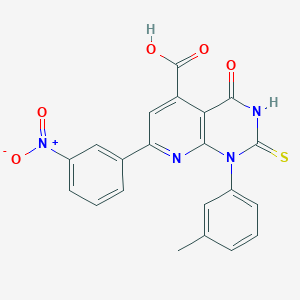 1-(3-Methylphenyl)-7-(3-nitrophenyl)-4-oxo-2-sulfanyl-1,4-dihydropyrido[2,3-d]pyrimidine-5-carboxylic acid