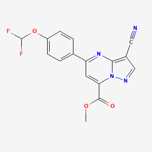 molecular formula C16H10F2N4O3 B4353897 methyl 3-cyano-5-[4-(difluoromethoxy)phenyl]pyrazolo[1,5-a]pyrimidine-7-carboxylate 