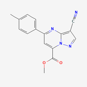 molecular formula C16H12N4O2 B4353898 methyl 3-cyano-5-(4-methylphenyl)pyrazolo[1,5-a]pyrimidine-7-carboxylate 