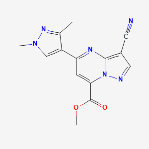 methyl 3-cyano-5-(1,3-dimethyl-1H-pyrazol-4-yl)pyrazolo[1,5-a]pyrimidine-7-carboxylate