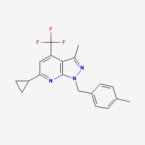 6-cyclopropyl-3-methyl-1-(4-methylbenzyl)-4-(trifluoromethyl)-1H-pyrazolo[3,4-b]pyridine