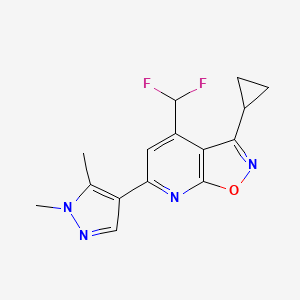 molecular formula C15H14F2N4O B4353963 3-cyclopropyl-4-(difluoromethyl)-6-(1,5-dimethyl-1H-pyrazol-4-yl)isoxazolo[5,4-b]pyridine 