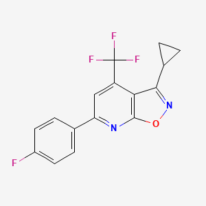 molecular formula C16H10F4N2O B4354025 3-cyclopropyl-6-(4-fluorophenyl)-4-(trifluoromethyl)isoxazolo[5,4-b]pyridine 