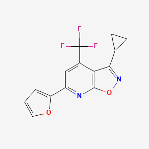 molecular formula C14H9F3N2O2 B4354030 3-Cyclopropyl-6-(furan-2-yl)-4-(trifluoromethyl)-[1,2]oxazolo[5,4-b]pyridine 