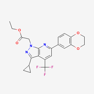 molecular formula C22H20F3N3O4 B4354097 ETHYL 2-[3-CYCLOPROPYL-6-(2,3-DIHYDRO-1,4-BENZODIOXIN-6-YL)-4-(TRIFLUOROMETHYL)-1H-PYRAZOLO[3,4-B]PYRIDIN-1-YL]ACETATE 