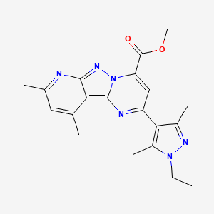 molecular formula C20H22N6O2 B4354126 methyl 2-(1-ethyl-3,5-dimethyl-1H-pyrazol-4-yl)-8,10-dimethylpyrido[2',3':3,4]pyrazolo[1,5-a]pyrimidine-4-carboxylate 