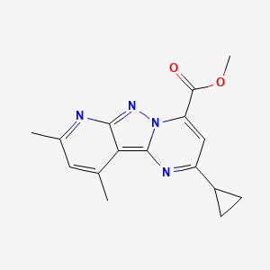 molecular formula C16H16N4O2 B4354142 methyl 4-cyclopropyl-11,13-dimethyl-3,7,8,10-tetrazatricyclo[7.4.0.02,7]trideca-1,3,5,8,10,12-hexaene-6-carboxylate 